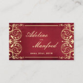 新しいビクトリアン：レッド&金ゴールドテーブル護衛カード プレイスカード (裏面)