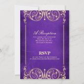 新しいビクトリアン |ヴィンテージパープル&金ゴールド結婚ズ 招待状 (裏面)