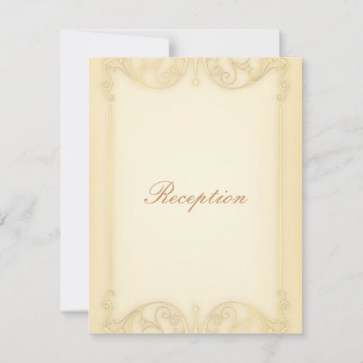 新しいビクトリアン:淡い色の金ゴールドファンシー結婚の 招待状 (裏面)