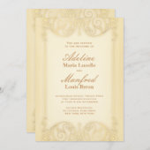 新しいビクトリアン:淡い色の金ゴールドファンシー結婚の 招待状 (正面/裏面)