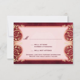 新しいビクトリアン：赤と金ゴールドのRSVP 出欠カード