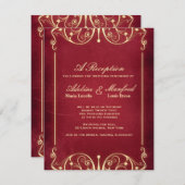 新しいビクトリアン:赤と金ゴールド披露宴 エンクロージャーカード (正面/裏面)