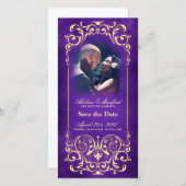 新しいビクトリアン:金ゴールドとナス日付を保存 セーブザデート (正面/裏面)