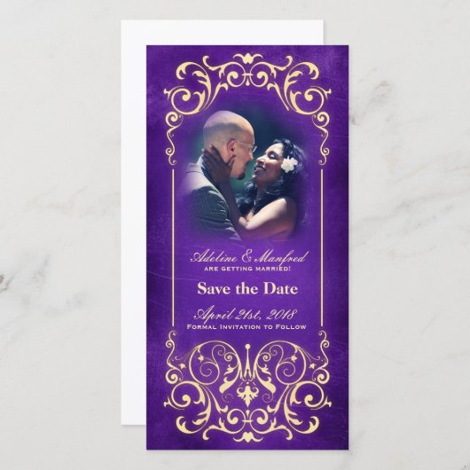 新しいビクトリアン:金ゴールドとナス日付を保存 セーブザデート (正面/裏面)