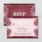 新しいビクトリアン: Burgundy & White RSVP (正面/裏面)