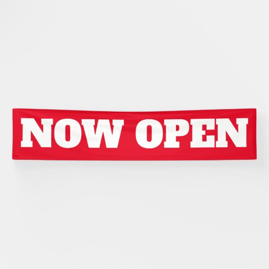 新しいビジネスを今すぐ開く赤い白の大きな屋外看板 横断幕 (横)