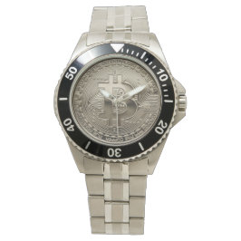 新しいビットコインブラック&ステンレススチールオーバーサイズウォッチ 腕時計