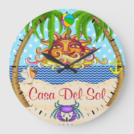 新しいビーチの日曜日の海の柱時計- SRF ラージ壁時計