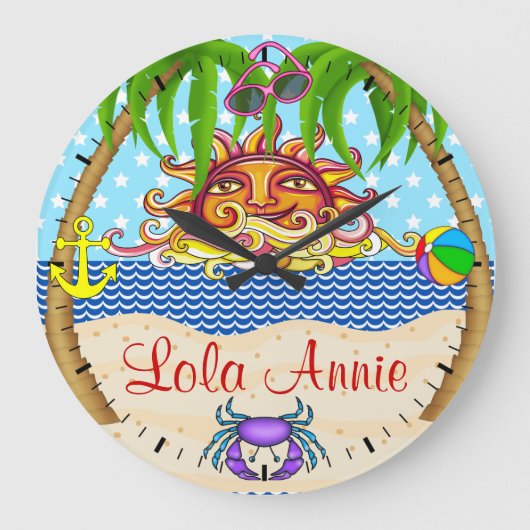 新しいビーチサン海ウォールクロック5 - SRF ラージ壁時計 (正面)