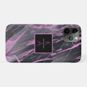 新しいピンクと黒の大理石モノグラムIphoneケース Case-Mate iPhoneケース (裏面(横))