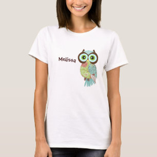 新しいファンシーでファンキーなフクロウの女性のTシャツ Tシャツ
