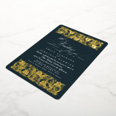 新しいフォーマル書道エレガントクラシック金ゴールド 箔招待状 (回転した状態)