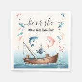 新しいフックベイトおもしろい木魚の魚釣り性別リビール スタンダードカクテルナプキン (正面)