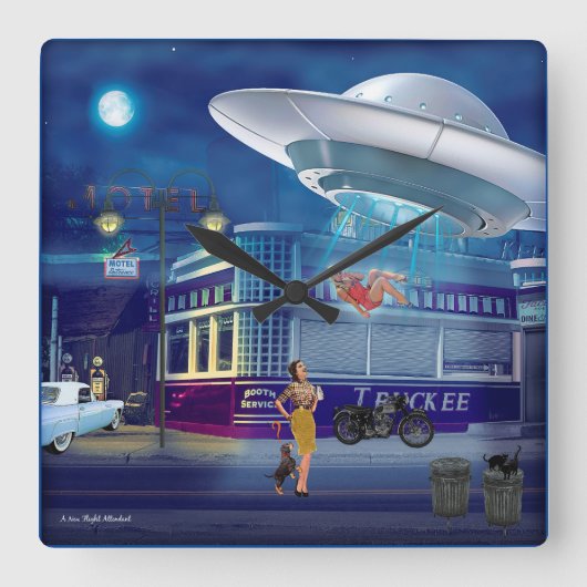 新しいフライト付き添い人 スクエア壁時計 (正面)