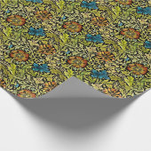 新しいブルーとオレンジの花オンつる植物 ラッピングペーパー (角)