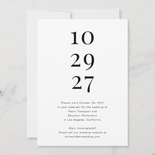 新しいプランの写真ユニークを保存する日付カード セーブザデート (裏面)