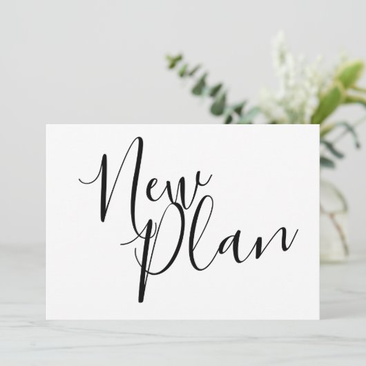 新しいプラン延期イベント白黒モダン 招待状 (スタンド正面)