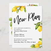 新しいプラン水の色のレモンの延期結婚カード 招待状 (正面/裏面)