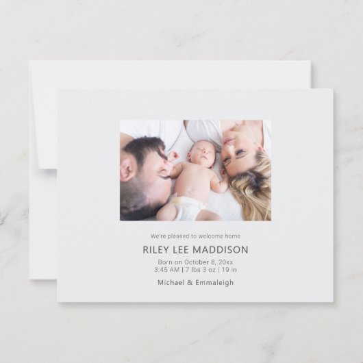 新しいベビーのおうちへようこそ発表 招待状 (裏面)