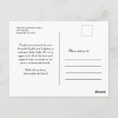 新しいベビーの誕生のお知らせ ありがとうございます ポストカード (裏面)