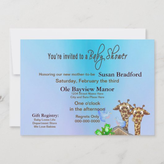 新しいベビーシャワー招待状 招待状 (裏面)