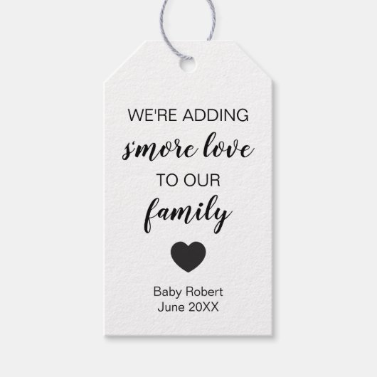新しいベビータグを追加 - 私たちの家族にさらに愛を ギフトタグ (正面)