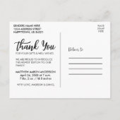 新しいベビー 現代風 お礼 黒 ポストカード (裏面)