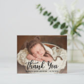 新しいベビー 現代風 お礼 黒 ポストカード (スタンド正面)
