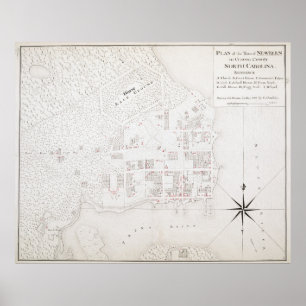 新しいベルンNC (1769年)のヴィンテージの地図 ポスター