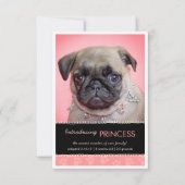 新しいペットのピンクの手のプリント写真の発表 案内状 (正面)