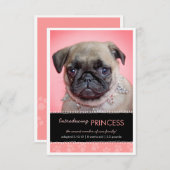 新しいペットのピンクの手のプリント写真の発表 案内状 (正面/裏面)