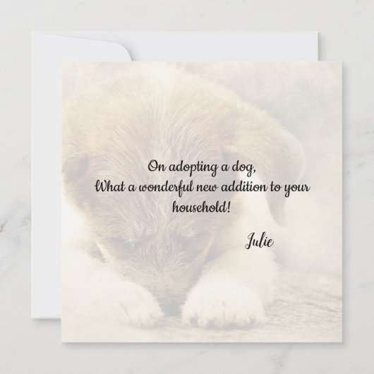 新しいペットの犬のカード - おめでとうございます カード (裏面)