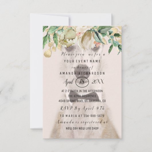 新しいペットの犬の写真 花 ゴールド ローズ スパーク 招待状 (正面)