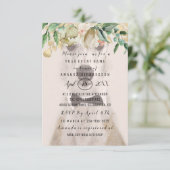 新しいペットの犬の写真  花 ゴールド ローズ スパーク 招待状 (スタンド正面)