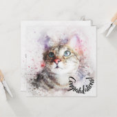 新しいペットの猫のカード - おめでとうございます カード (正面/裏面インサイチュ)