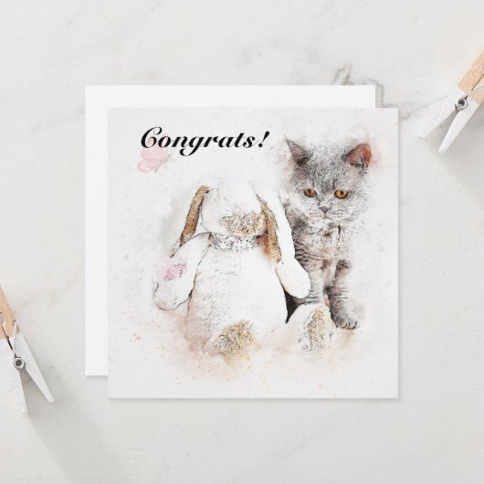 新しいペットの誕生おめでとう カード (正面/裏面インサイチュ)