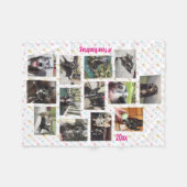 新しいペット🐶またはベビー写真👶コラージュパーソナライズされた フリースブランケット (正面(横))