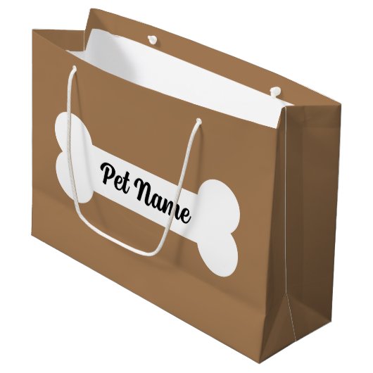 新しいペットカスタムの飼い主のための大きな犬の骨抱き枕 ラージペーパーバッグ (正面アングル)