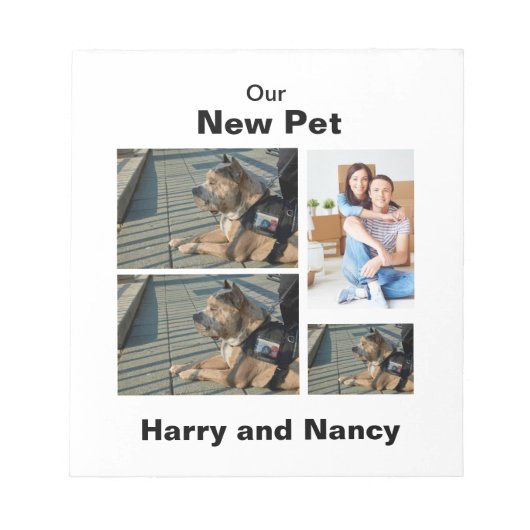 新しいペットカスタム4フォトコラージュ ノートパッド (正面)