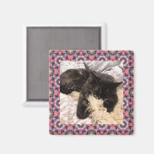 新しいペットピンク緑のクリスマススターの正方形フレーム マグネット (正面/裏面)