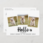 新しいペットフォトハローパピードッグシャワー招待状 案内ポストカード (正面/裏面)