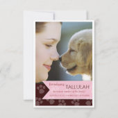 新しいペットブラウンのピンクの旗の写真の発表 案内状 (正面)