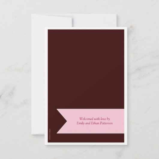 新しいペットブラウンのピンクの旗の写真の発表 案内状 (裏面)