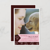 新しいペットブラウンのピンクの旗の写真の発表 案内状 (正面/裏面)