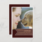 新しいペットブラウンの旗の写真の発表 案内状 (正面/裏面)