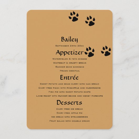 新しいペットメニューテンプレート メニュー (正面)