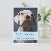 新しいペット男の子の発表のための男性の青い足のプリント 案内状 (スタンド正面)