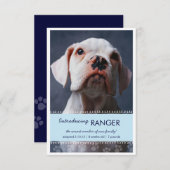 新しいペット男の子の発表のための男性の青い足のプリント 案内状 (正面/裏面)