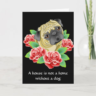新しいホームおめでとうカード – TattooスタイルPug カード