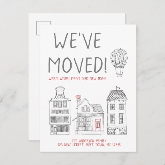 新しいホームからの温かい願い引っ越しました 案内ポストカード (正面/裏面)